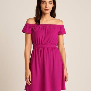 Anthropologie Maeve Mona Pink/Fuchsia Off the Shoulder Dress Size SP